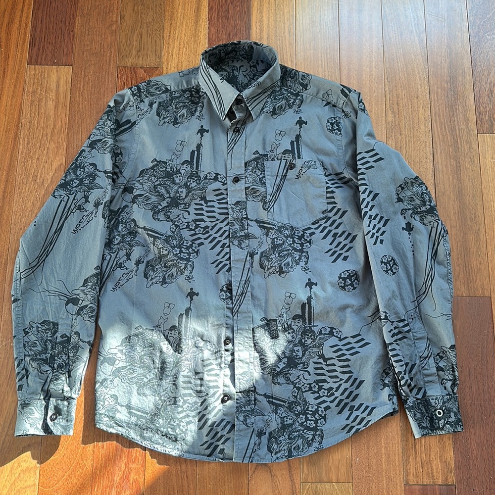 WESC Ricidculous graphic button down unisex shirt